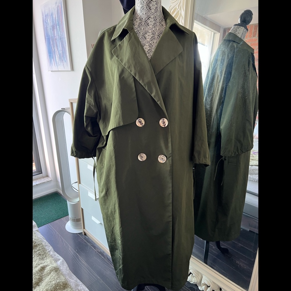 ASOS Olive Green Double-Breasted Trench Coat